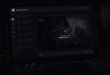 A laptop screen with Telegram open shows a live video being uploaded, featuring a distressed individual. Upload progress is at 72%.
